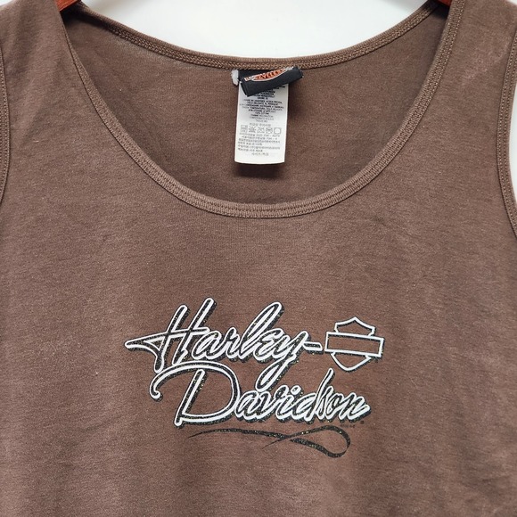 Harley Davidson Brown Logo Dazzle Tank Top Aruba Women's Size Medium L? 19x24 - Picture 3 of 9